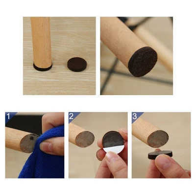 Unique Bargains Round Self-Stick Non-Slip Anti-Scratch Floor Protector Furniture Felt Pads Dark Brown 50 Pcs