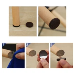 Unique Bargains Round Self-Stick Non-Slip Anti-Scratch Furniture Felt Pads Dark Brown 1/4" Dia 24 Pcs