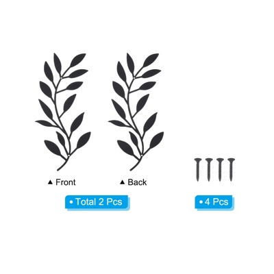 Unique Bargains Home Outdoor Decoration Style Metal Tree Leaf Wall Decor 2 Pcs - Image 2