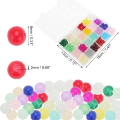 Unique Bargains Round Glass Beads For Bracelets 8mm Assorted Colors For Making Bracelet Making And DIY Crafts 480 Pcs