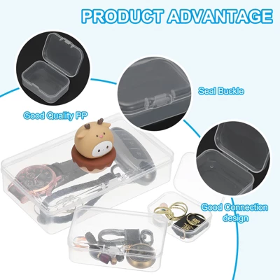 Unique Bargains Plastic Bead Art Craft Jewelry Storage Rectangle Boxes Clear 100 Pcs 2.2" X 1.6" X 0.8" - Image 2