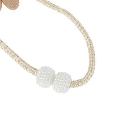 Unique Bargains Curtain Tiebacks 3D Flower & Faux Pearl Polyester Coffee Color 2 Pcs - Image 2