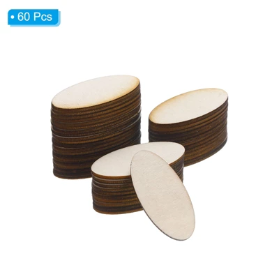Unique Bargains DIY Craft Home Decoration Unfinished Blank Wood Pieces 60 Pcs - Image 2