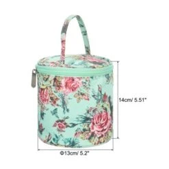 Unique Bargains Portable Crochet Knitting Sewing Craft Yarn Storage Bag Green Peony 5.12" X 5.51"