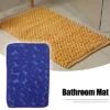 Unique Bargains Bathroom Rugs Polyester Bath Mat Machine Washable Dark Blue Cobblestone Pattern 23.62"x15.75"