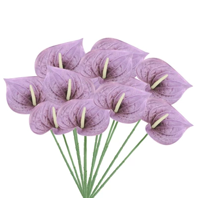 Unique Bargains Artificial Anthurium Lily Flowers For Home Decor 10 Pcs - Image 11
