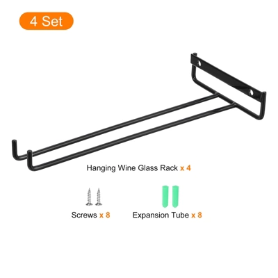 Unique Bargains Wall Mountable Under Cabinet Hanger Wine Glass Rack 4 Set - Image 2