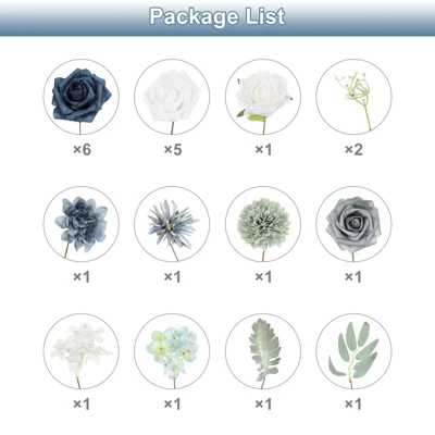 Unique Bargains Silk Mix Artificial Flower Combo Set With Stem