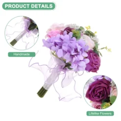 Unique Bargains Wedding Artificial Flower Bouquet Artificial Flower 7.9" X 9.4" Multicolor 1 Pc