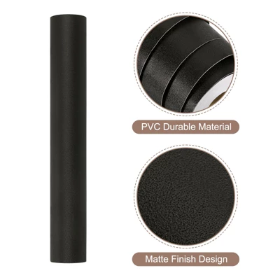 Unique Bargains Wallpaper, Peel And Stick Wallpaper Contact Paper Solid Color Vinyl Self-Adhesive Wall Paper Decorative Black 590" X 15.7" - Image 2