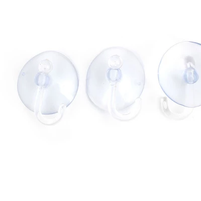 Unique Bargains Home Bathroom Plastic Suction Cup Hooks Clear 3 Pcs