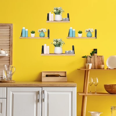 Unique Bargains Wooden Floating Wall-Mounted Shelves For Bathroom Bedroom 4 Pcs - Image 5