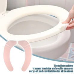 Unique Bargains 4pair Toilet Seat Cover Pad Bathroom Warm Toilet Seat Cushion Washable Reusable