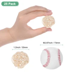 Unique Bargains Wicker Rattan Decorative DIY Crafts Balls 1.2 Inch 25 Pcs