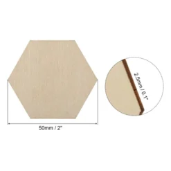 Unique Bargains DIY Craft Wood Burning Hexagon Painting Wood Slices 100 Pcs