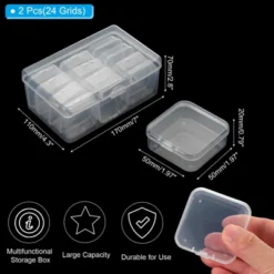 Unique Bargains Plastic Nail Bead Art Supplies Fishing Tools Craft Organizer 7x4.3x2.8 Inch 2 Pcs