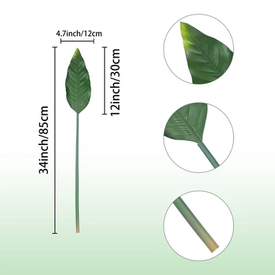 Unique Bargains Plastic Artificial Fake Stem Leaf Branches Decor Green 10 Pcs