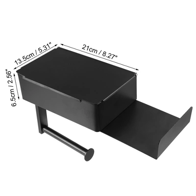 Unique Bargains Wall Mount With Phone Shelf For Kitchen Bathroom Toilet Paper Holder Black 1Pcs - Image 3