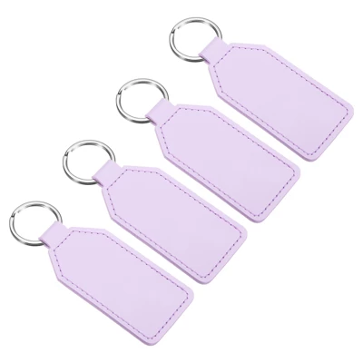 Unique Bargains PU Leather Keychain Blank With Key Rings For DIY Laser Engraving 4 Pcs - Image 10