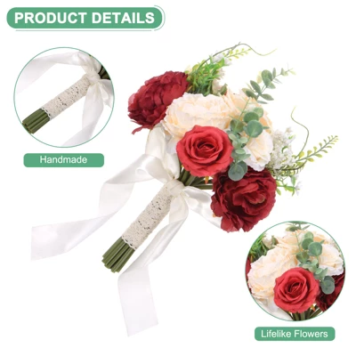 Unique Bargains Wedding Artificial Bouquet Multicolor Artificial Flower 7.9" X 8.3" Multicolor 1 Pc
