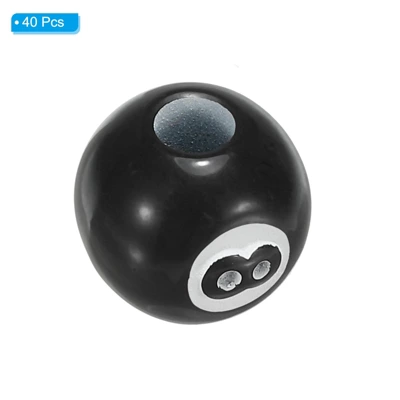 Unique Bargains Smooth Acrylic DIY Craft Sports Ball Beads Black 0.47 Inch 40 Pcs - Image 2