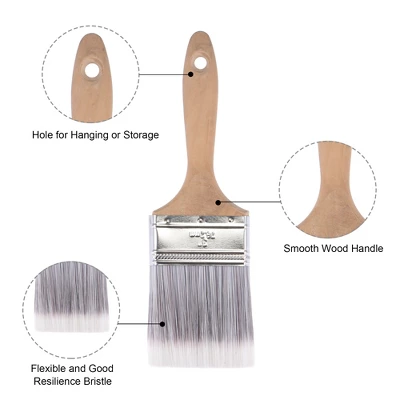 Unique Bargains Nylon Bristle Wall Treatment Tool Paint Brush With Wooden Handle - Image 3