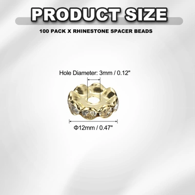 Unique Bargains Wavy Metal Diamond Rhinestones Bling Large Hole Loose Beads 100 Pcs