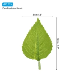 Unique Bargains Silk Cloth Plastic Artificial Greenery DIY Crafts Artificial Flower Leaves 3.54 X 1.97 Inch Green 80 Pcs