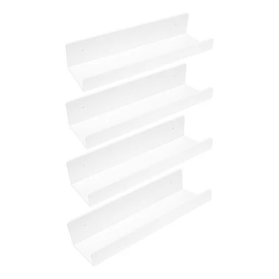 Unique Bargains Bathroom Bedroom Living Room Kitchen Room Acrylic Wall Display Shelf White - Image 7