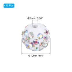 Unique Bargains Sparkling Disco Crystal Rhinestone Clay Beads DIY Round Bead 0.4" Multicolor