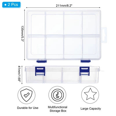 Unique Bargains Plastic Nail Bead Art Supplies Fishing Tools Craft Organizer 8.2x5.3x1.6 Inch 2 Pcs