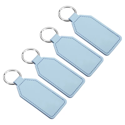 Unique Bargains PU Leather Keychain Blank With Key Rings For DIY Laser Engraving 4 Pcs - Image 8