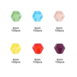 Unique Bargains 4mm Glass Beads For Bracelets For Bracelet Making DIY Crafts Assorted Color 600 Pcs