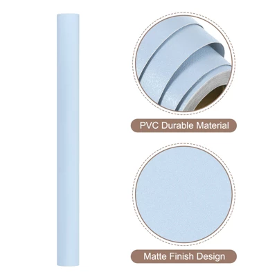 Unique Bargains Wallpaper, Peel And Stick Wallpaper Contact Paper Solid Color Vinyl Self-Adhesive Wall Paper Decorative Sky Blue 197"x23.6" - Image 2