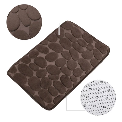 Unique Bargains Cobblestone Pattern Bathroom Rugs Polyester Bath Mat Machine Washable Brown 80x50cm - Image 2