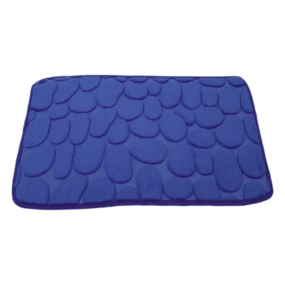 Unique Bargains Cobblestone Pattern Bathroom Rugs Polyester Bath Mat Machine Washable Dark Blue 80x50cm - Image 4
