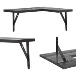 Unique Bargains Wood Wall Mounted Floating Shelves For Bedroom And Kitchen Set Of 3