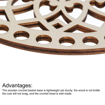 Unique Bargains Unfinished Wood Smooth Pre-Drilled Crochet Basket Base 5.5 Inch 4 Pcs - Image 3