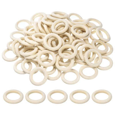 Unique Bargains Natural Wood DIY Craft Activity Kits Unfinished Solid Rings 100 Pcs - Image 5