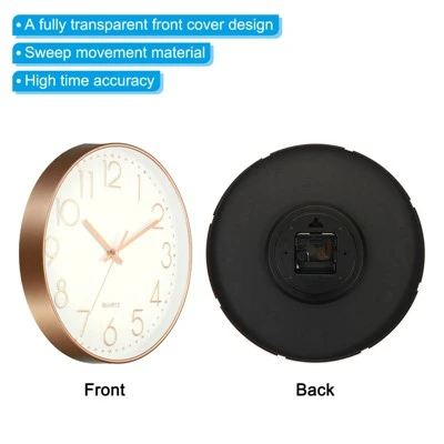Unique Bargains Decorative Battery Operated Silent Non-Ticking Sweep Movement Wall Clock 12 Inch - Image 3
