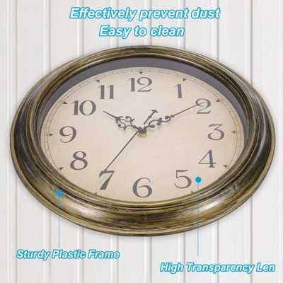 Unique Bargains Decorative Silent Non-Ticking Retro Country Wall Clock 12 Inch - Image 2