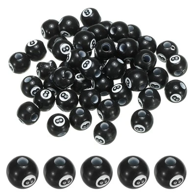 Unique Bargains Smooth Acrylic DIY Craft Sports Ball Beads Black 0.47 Inch 40 Pcs - Image 6