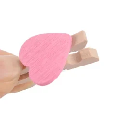 Unique Bargains Craft Mini Wooden Heart-shaped Card Photo Clothes Clips 1.2" X 0.7" X 0.4" 100 Pcs