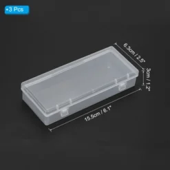 Unique Bargains PP Bead Jewelry Art Craft Organizing Storage Box 6.1" X 2.5" X 1.2" Clear 3 Pcs