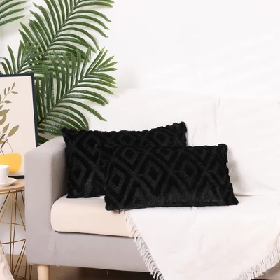 Unique Bargains Shaggy Plush Faux Fur Throw Patterned Pillow Covers 2 Pcs - Image 5