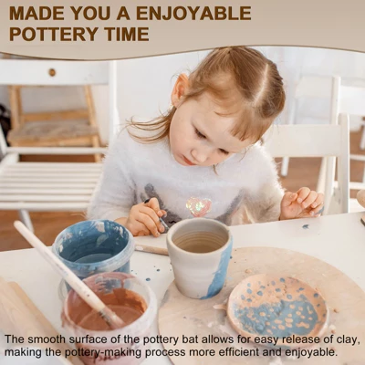 Unique Bargains Round Pre Pin Holes Apart With 304 Stainless Steel Pin Wood Pottery Wheel Bat - Image 4