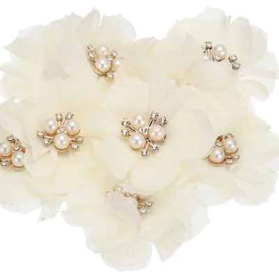 Unique Bargains Rhinestone Pearl Chiffon Flower For DIY Craft Wedding Party 10 Pcs - Image 6