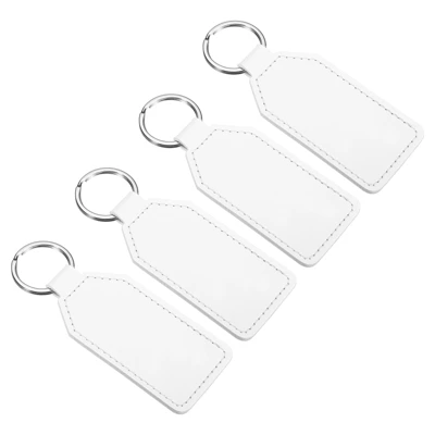 Unique Bargains PU Leather Keychain Blank With Key Rings For DIY Laser Engraving 4 Pcs - Image 6