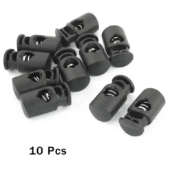 Unique Bargains Plastic Spring Loaded Cord Locks 10 Pcs Black
