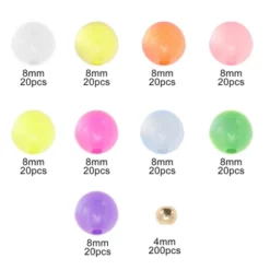 Unique Bargains 8mm 4mm Round Glass Beads For Bracelets For Bracelet Making DIY Crafts Assorted Color 380 Pcs